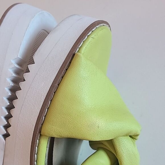 Eileen Fisher Bene Leather Platform Puffy Wedge Sandals Citrus Nappa Size 6 - Picture 10 of 15